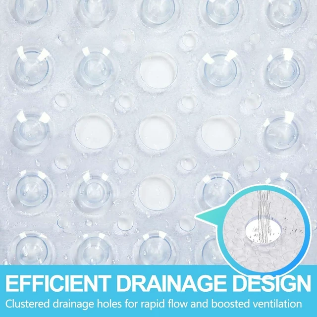 Alt view image 4 of 6 - Machine Washable Bath Rug for Stand Up Showers, Non Slip Square Shower Stall Mat with Suction Cups and Drainage Holes