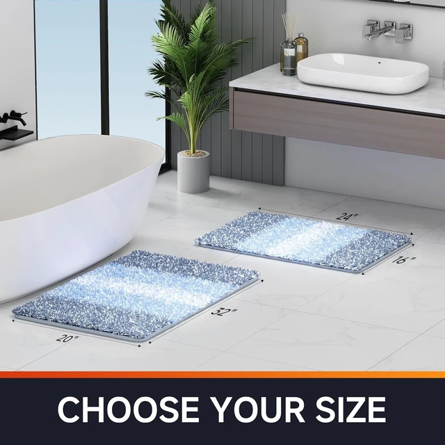 Alt view image 5 of 7 - Soft Microfiber Shaggy Bathroom Rug Non-Slip Bath Mat
