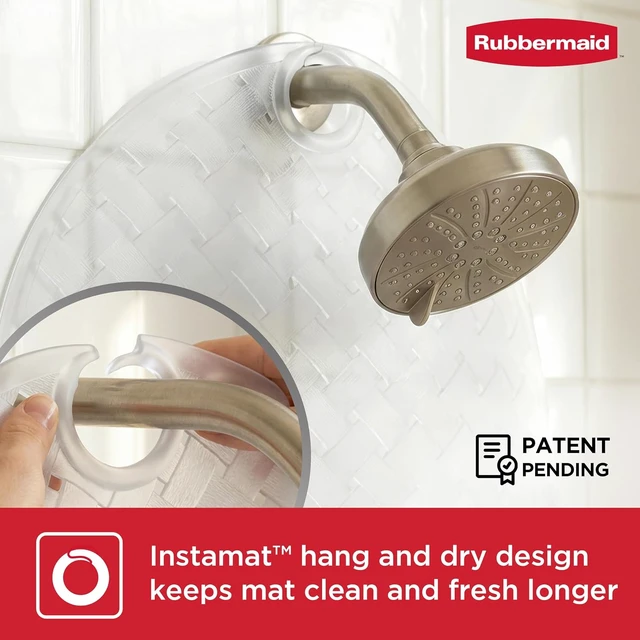 Alt view image 4 of 7 - Suitable for Inside Tub or Shower, Easy to Clean, BPA-Free, Hangs on Showerhead for Quick Dry, INSTAMAT Non-Slip Bath Tub Shower Mat with Suction Cups