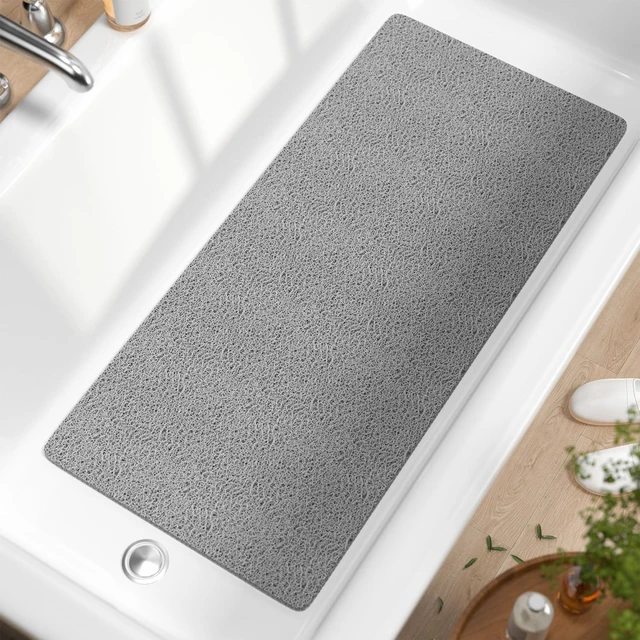 Main image of Easy Clean Shower Bathroom Rug, Quick Drying Bath Tub Floor Pad Without Suction Cups, Non-Slip Soft PVC Loofah Bathtub Mat