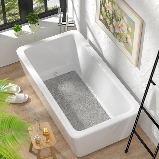 Alt view image 7 of 7 - Easy Clean Shower Bathroom Rug, Quick Drying Bath Tub Floor Pad Without Suction Cups, Non-Slip Soft PVC Loofah Bathtub Mat