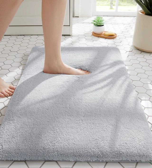 Main image of Ultra Soft Plush Fluffy Non-Slip Quick Dry Absorbent Washable Microfiber Floor Mat for Tub, Bathroom Rug - Thick Memory Foam Bath Mat