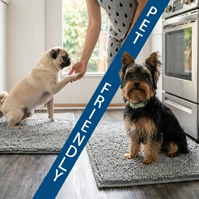 Alt view image 7 of 7 - Microfiber Washable Dry Quickly Bath Mats for Bathroom, Strong PVC Non Slip Backing, Super Absorbent Chenille Bath Mats and U-Shaped Toilet Rug, Bathroom Rugs Sets 2 Piece