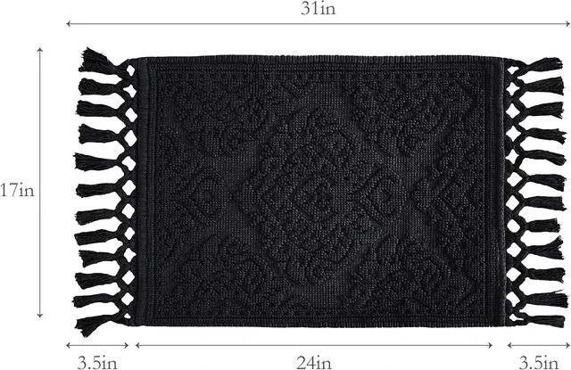 Alt view image 3 of 7 - Premium Bathroom Decor, 100% Cotton, Woven Fringe Bathroom Rugs, Jean Pierre - Ricardo Bath Mat