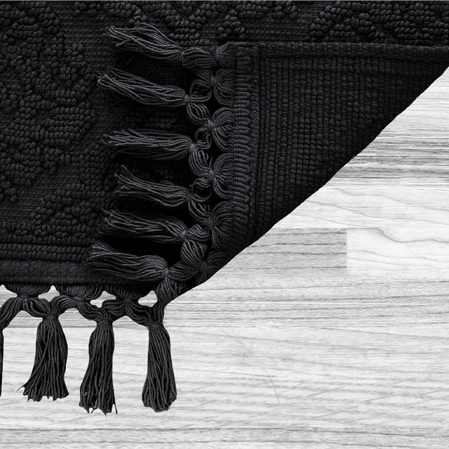 Alt view image 5 of 7 - Premium Bathroom Decor, 100% Cotton, Woven Fringe Bathroom Rugs, Jean Pierre - Ricardo Bath Mat