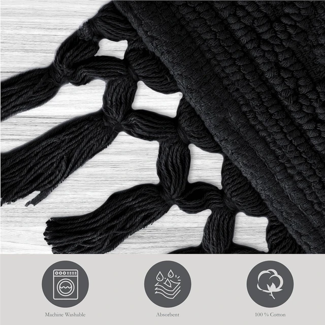 Alt view image 6 of 7 - Premium Bathroom Decor, 100% Cotton, Woven Fringe Bathroom Rugs, Jean Pierre - Ricardo Bath Mat
