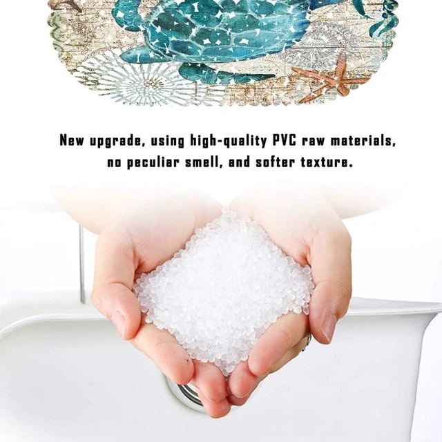 Alt view image 3 of 7 - Safety Vinyl Non-Skid Coastal Ocean Nautical Decor Bathroom Accessory, Oval Pebble Shower Pad for Baby Tub, Anti-Slip Sea Turtle Bath Mat with Suction Cups