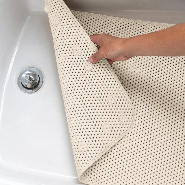 Alt view image 4 of 6 - Soft Non Slip Square Shower Stall Mat with Suction Cups