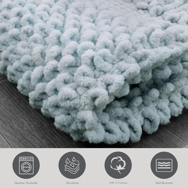 Alt view image 3 of 7 - Pure Chenille Cotton Non-Slip Soft Bathroom Rug