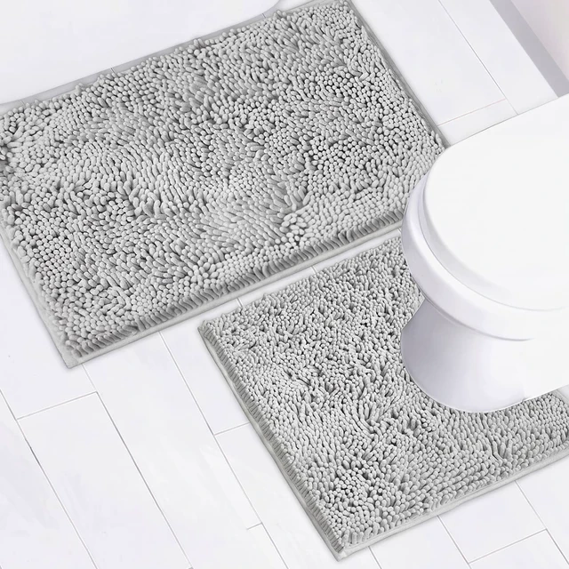 Main image of Machine Washable for Bathtub & Toilet, Plush Shaggy Thick Bathroom Rug, Super Absorbent with PVC Non Slip Backing, Chenille Bath Mat 2 Piece Set
