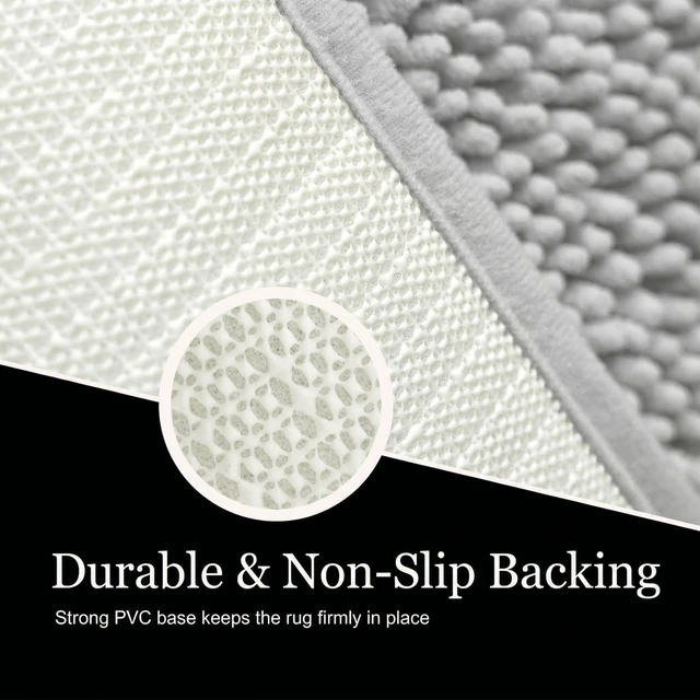 Alt view image 7 of 7 - Machine Washable for Bathtub & Toilet, Plush Shaggy Thick Bathroom Rug, Super Absorbent with PVC Non Slip Backing, Chenille Bath Mat 2 Piece Set