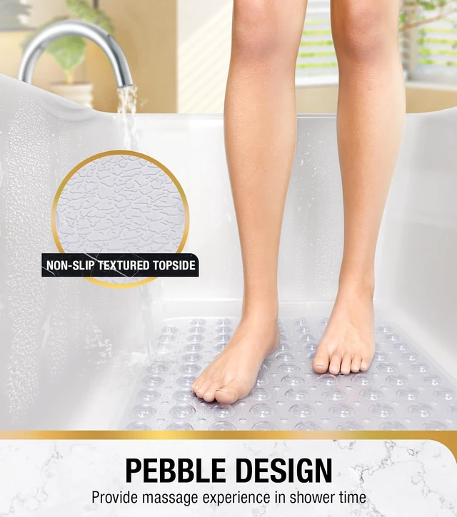 Alt view image 3 of 6 - Soft Clear Bath Liner for Tub Safety, Machine Washable Shower Floor Rug, Non-Slip Bathtub Mat with Suction Cups