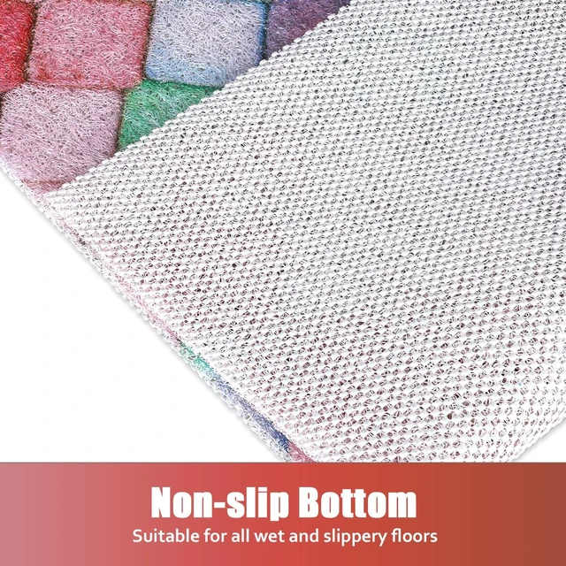 Alt view image 2 of 7 - Quick Drying, PVC Massage Loofah Shower Tub Mat for Bathroom Wet Areas, Non-Slip Soft Bath Mat with Drainage Holes