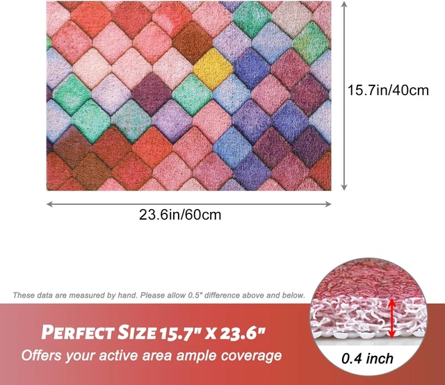 Alt view image 7 of 7 - Quick Drying, PVC Massage Loofah Shower Tub Mat for Bathroom Wet Areas, Non-Slip Soft Bath Mat with Drainage Holes