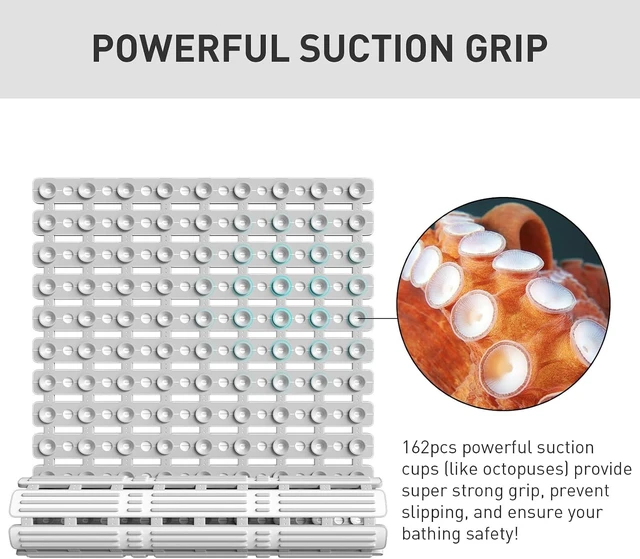Alt view image 4 of 7 - Easy to Trim and Dry Quick Shower Floor Rug, Non-Slip TPE Bath Tub Mat with Strong Suction Cups