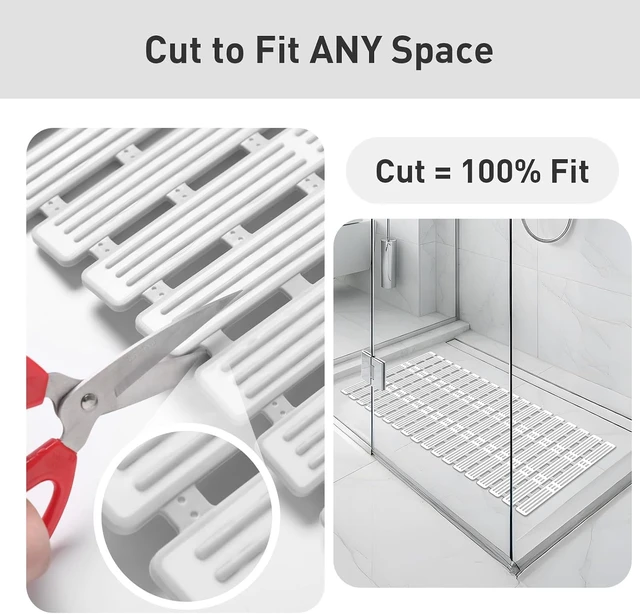 Alt view image 6 of 7 - Easy to Trim and Dry Quick Shower Floor Rug, Non-Slip TPE Bath Tub Mat with Strong Suction Cups