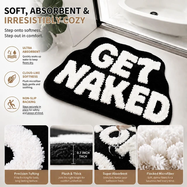 Alt view image 2 of 7 - Get Naked Bathroom Floor Mat Cool Bedroom Rug