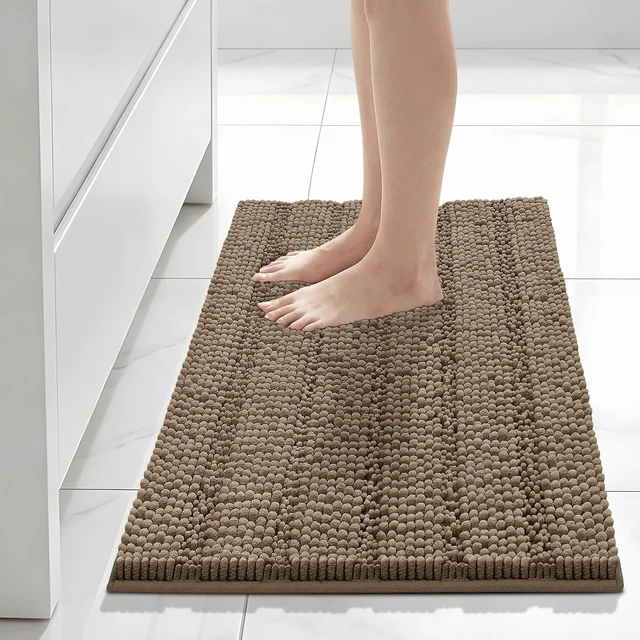 Alt view image 2 of 7 - Compact Chenille Bathroom Floor Mat with High Absorbency