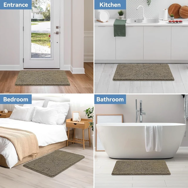 Alt view image 7 of 7 - Compact Chenille Bathroom Floor Mat with High Absorbency