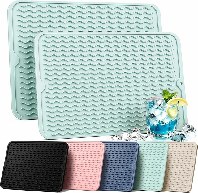 Main image of Set of 2 Silicone Kitchen Counter Drying Mats Multipurpose Rubber Placemats for Dining Bathroom Shower Caddy Coasters Work Crafts Rug