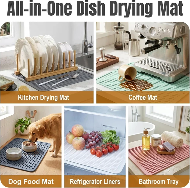 Alt view image 7 of 7 - Set of 2 Silicone Kitchen Counter Drying Mats Multipurpose Rubber Placemats for Dining Bathroom Shower Caddy Coasters Work Crafts Rug