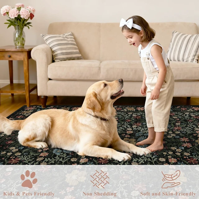 Alt view image 4 of 7 - Washable Vintage Floral Entryway Rug