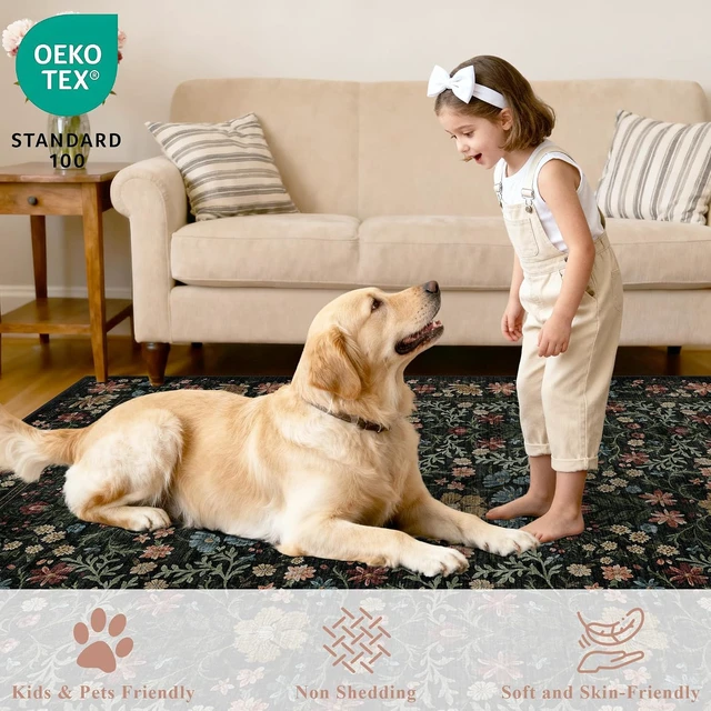Alt view image 5 of 7 - Washable Vintage Floral Entryway Rug