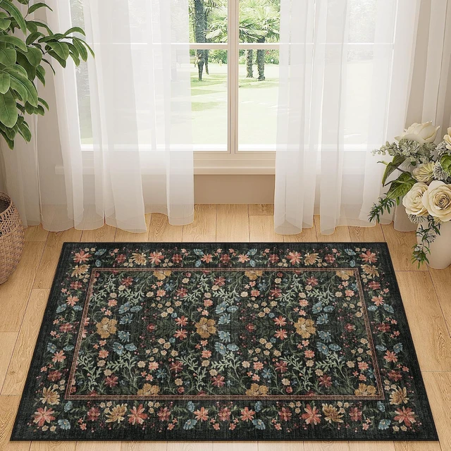 Alt view image 6 of 7 - Washable Vintage Floral Entryway Rug