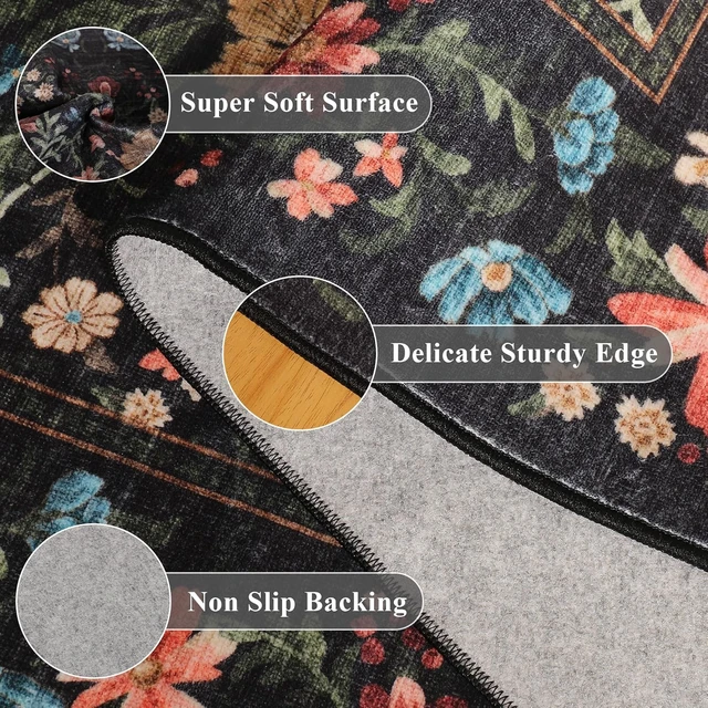 Alt view image 7 of 7 - Washable Vintage Floral Entryway Rug