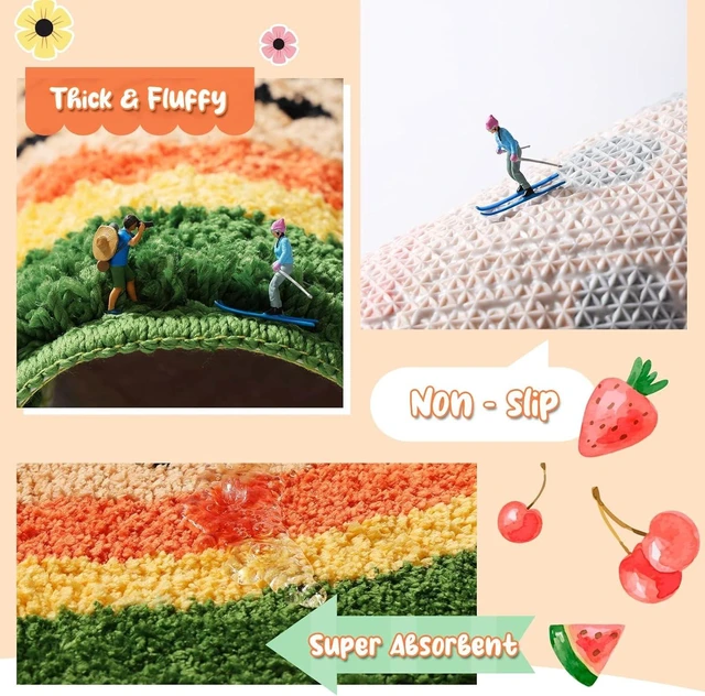 Alt view image 5 of 7 - Papaya Design Non-Slip Absorbent Shower Rug Cute Fruit Bathroom Mat Washable Soft Floor Covering