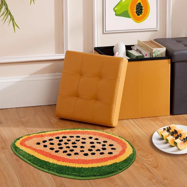 Alt view image 7 of 7 - Papaya Design Non-Slip Absorbent Shower Rug Cute Fruit Bathroom Mat Washable Soft Floor Covering