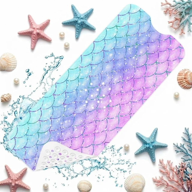 Main image of Mermaid Fish Design Non-Slip Toddler Bathtub Shower Mat