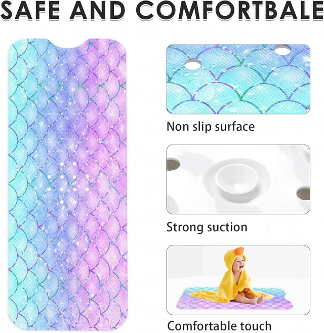 Alt view image 5 of 7 - Mermaid Fish Design Non-Slip Toddler Bathtub Shower Mat