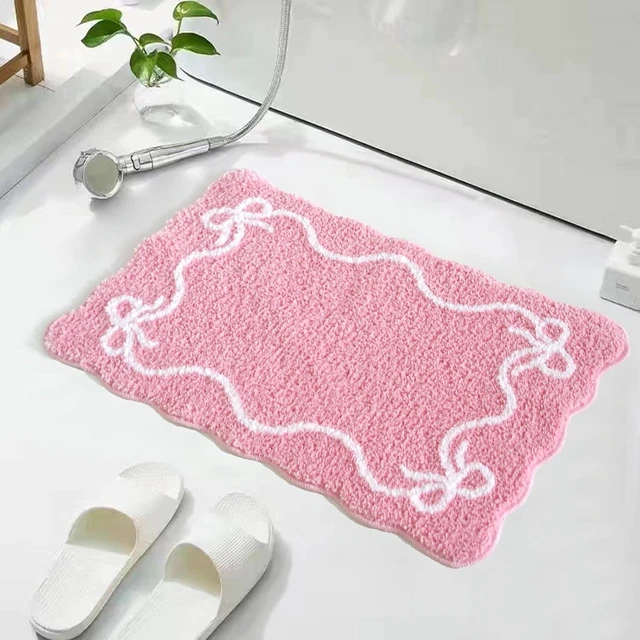Alt view image 7 of 7 - Cute Pink Bow Bath Mat Soft Absorbent Non-Slip Bathroom Rug Machine Washable Floor Mat