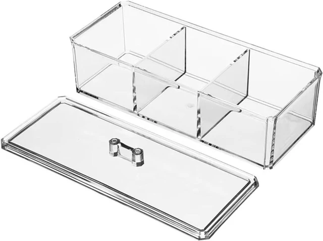 Main image of Clips and Cotton Swabs, Bows, Multi-Compartment Organizer for Headbands, Clear Acrylic Hair Accessories Storage Box with Lid