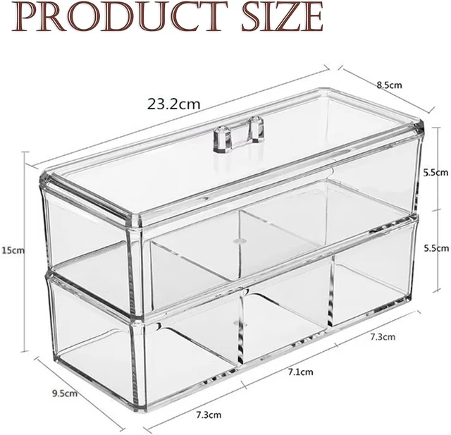 Alt view image 6 of 7 - Clips and Cotton Swabs, Bows, Multi-Compartment Organizer for Headbands, Clear Acrylic Hair Accessories Storage Box with Lid