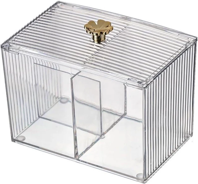 Main image of Portable Desktop Organizer, Clear Plastic Storage Jar with Lid for Cotton Swabs and Makeup Pads