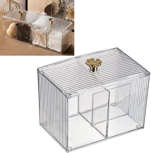 Alt view image 3 of 7 - Portable Desktop Organizer, Clear Plastic Storage Jar with Lid for Cotton Swabs and Makeup Pads