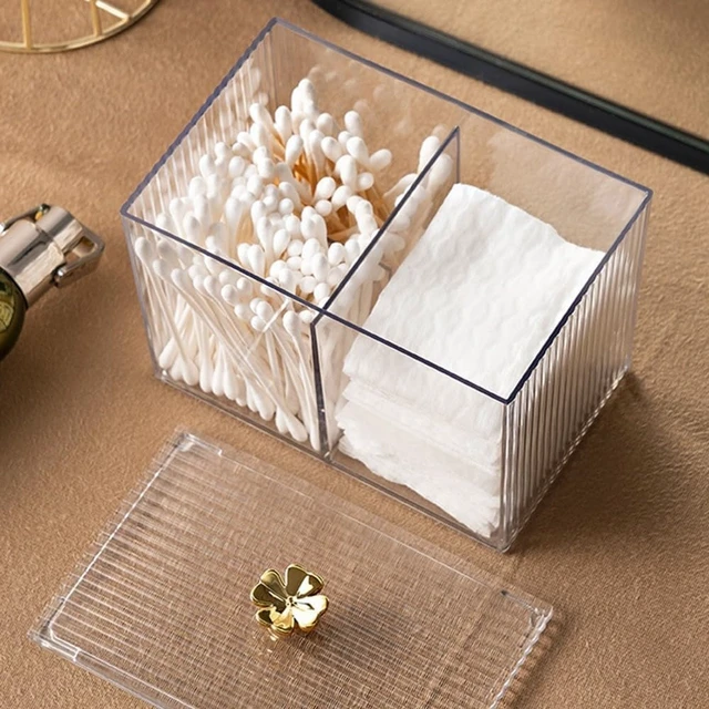 Alt view image 4 of 7 - Portable Desktop Organizer, Clear Plastic Storage Jar with Lid for Cotton Swabs and Makeup Pads