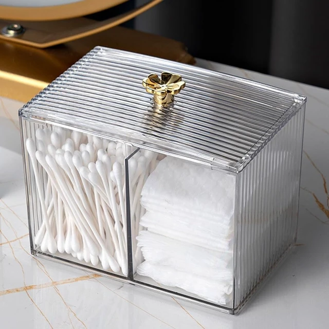 Alt view image 5 of 7 - Portable Desktop Organizer, Clear Plastic Storage Jar with Lid for Cotton Swabs and Makeup Pads