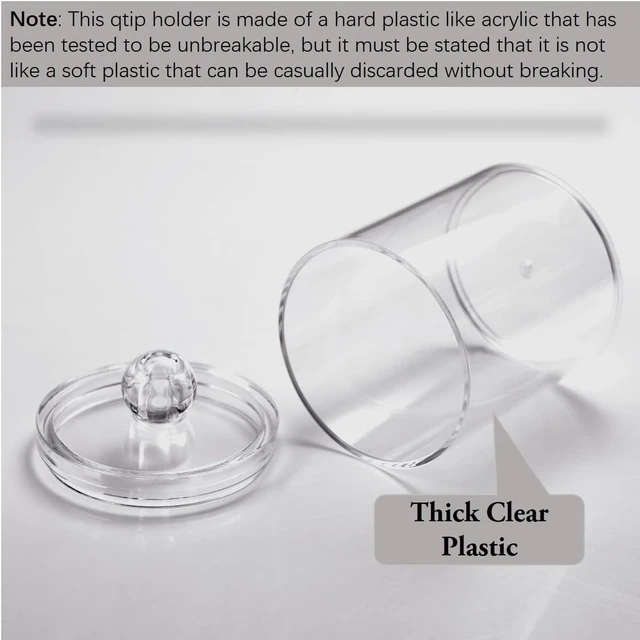 Alt view image 7 of 7 - Pads & Floss | Bathroom Storage Dispenser Set, Swabs, Clear Plastic Apothecary Jars with Lids - Multi-Purpose Vanity Organizer for Cotton Balls