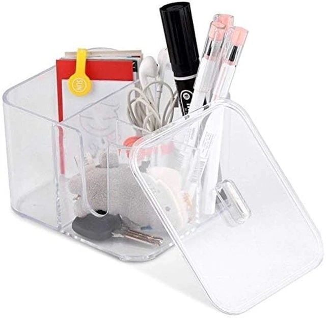 Alt view image 6 of 7 - Clear Cosmetic Storage Container, Acrylic Cotton Pad Dispenser Organizer with 4 Compartments for Bathroom Vanity