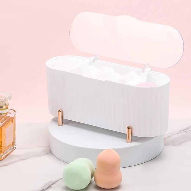 Alt view image 2 of 7 - Bathroom Organizer Jar for Q-tips and Pads, Cotton Swab Dispenser with Three Compartments