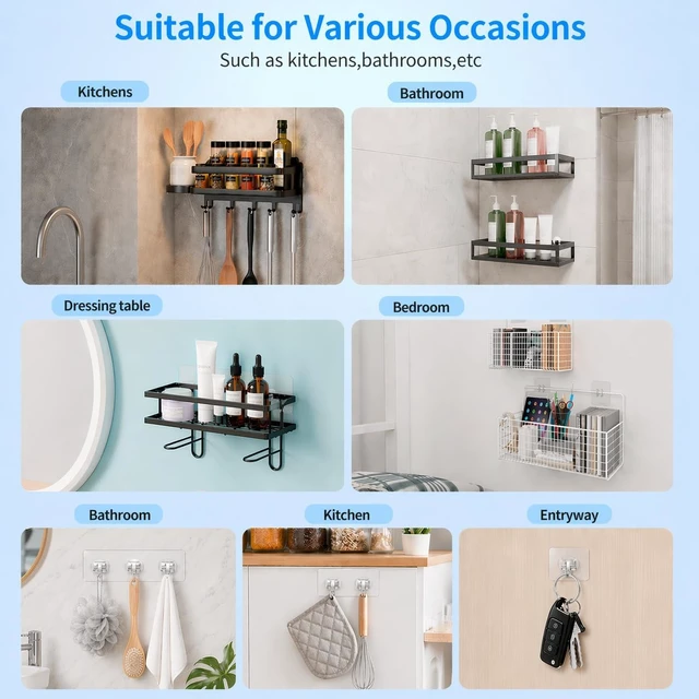 Alt view image 7 of 7 - Heavy Duty Mounting Strips for Bathroom Organizer, Adhesive Shower Caddy Refill