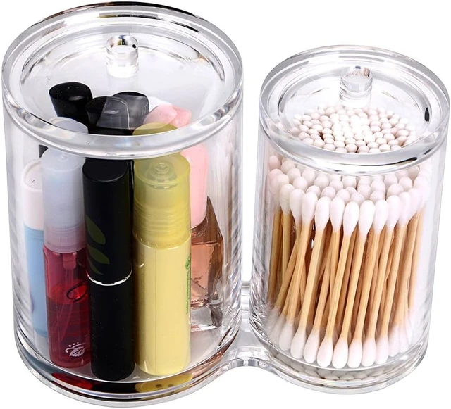 Alt view image 2 of 6 - Transparent Acrylic Organizer for Cotton Balls and Swabs with Dual Compartments
