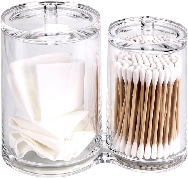 Alt view image 3 of 6 - Transparent Acrylic Organizer for Cotton Balls and Swabs with Dual Compartments