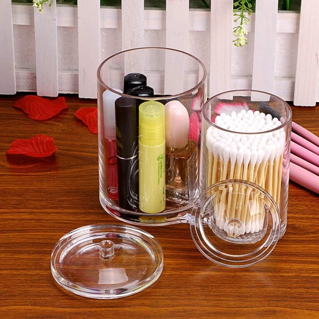 Alt view image 6 of 6 - Transparent Acrylic Organizer for Cotton Balls and Swabs with Dual Compartments