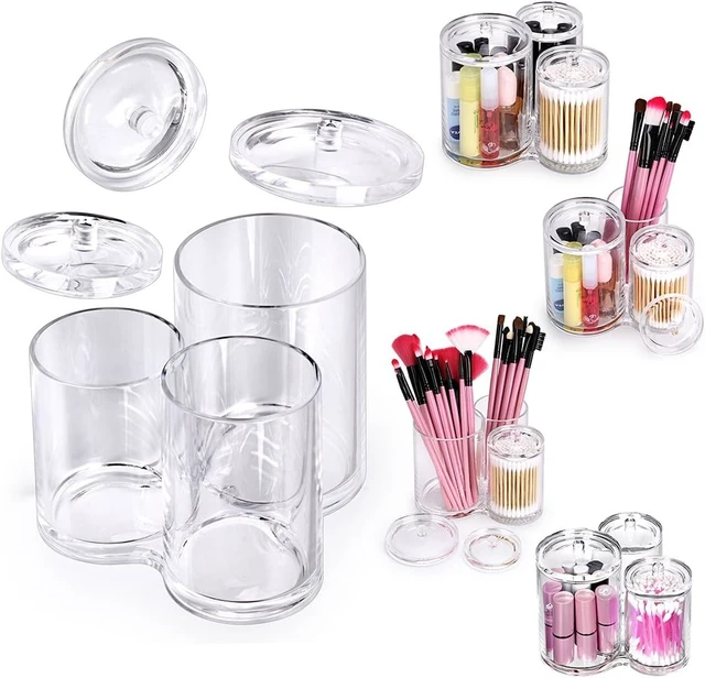 Alt view image 4 of 7 - Transparent Acrylic Cotton Swab Organizer with Three Compartments