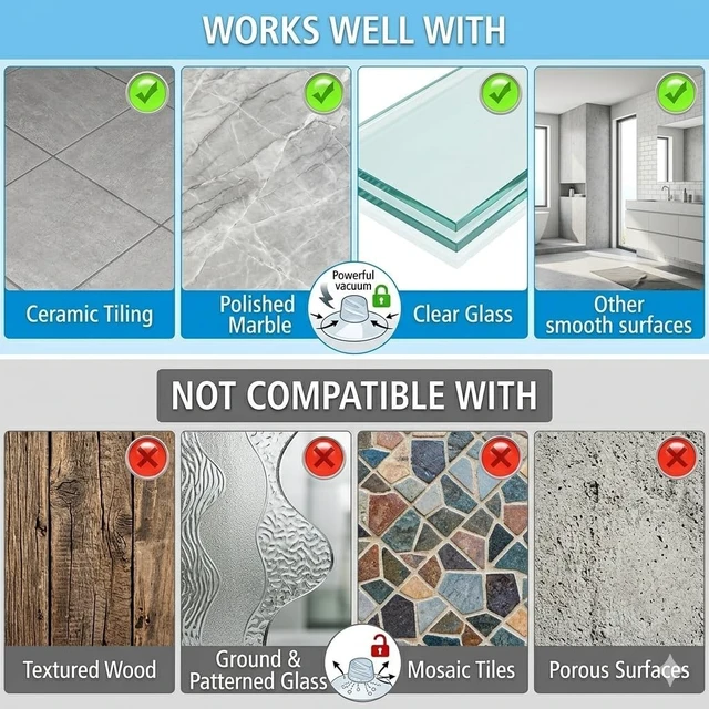 Alt view image 4 of 6 - Easy-Install Bathroom Rack Holder Kit, Transparent Heavy-Duty Suction Cup Shower Caddy Connectors