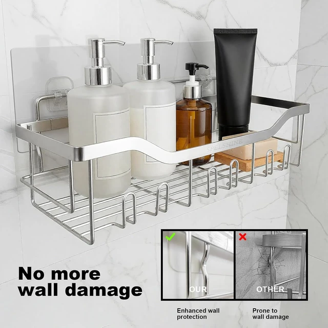 Alt view image 3 of 7 - Wall-Mounted Shower Organizer Replacement with Adhesive